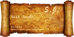 Seif Jenő névjegykártya